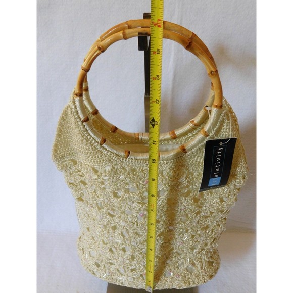 Relativity Purse Handbag Macrame Wood Handle Bag - Picture 12 of 14